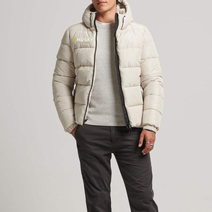 Husky Men's Winter Hooded Puffer <b>Jacket</b> Thick Quilted Windproof Casual Zipper Front Solid Color Regular Fit - Product Image 4