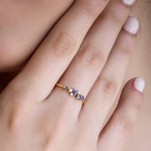 Anillo clásico de Plata de Ley 925, Natural zafiro azul, piedras preciosas simples, joyería fina para boda, ajuste de perlas de diamante para mujer - Product Image 2
