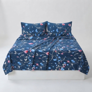 Parure de lit Twilight Garden avec 2 taies d'oreiller, en coton 100% classique 150 fils/cm², qualité A, respirante, pour toutes les saisons, usage domestique, literie adulte - Product Image 3