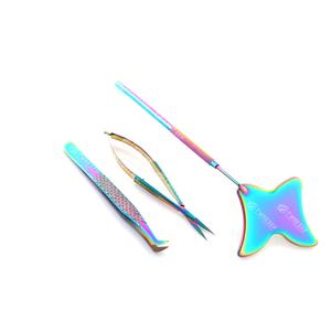 Pince à épiler professionnelle d'extension de cils de haute qualité avec ciseaux à ressort coupe cils équipement de beauté Logo privé - Product Image 4