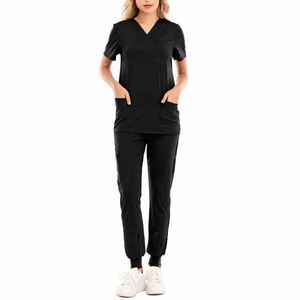 scrubs printed white zipper scrub <b>sets</b> medical scrubs medic women uniform suit - Product Image 3