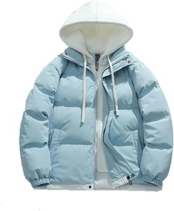 Veste d'hiver décontractée pour homme, en coton rembourré, avec capuche et fermeture éclair, coupe-vent, épaisseur standard, chaude, pour l'extérieur - Product Image 4