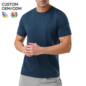 T-shirt à manches courtes en coton 100% pour homme, tricot uni, impression sérigraphique personnalisée sur le devant, logo OEM/ODM, doux, respirant, séchage rapide - Product Image 1