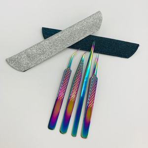 Eyelash Tweezer Stainless Steel Multi Plasma Plated Color And Diamond Grip Pattern Tweezer For Lash Extension - Product Image 6