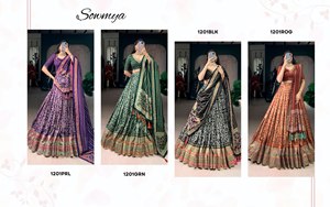 Lehenga Choli au design inoubliable, richement texturé en soie Taser, rehaussé d'un travail de broderie scintillant emblématique pour un look festif intemporel. - Product Image 6