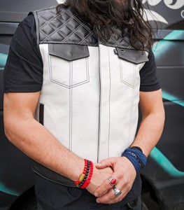Chaleco de Motociclista para Hombre, Talla Grande, Cuello en V, Acolchado, Negro y Gris, con Bolsillos, Diseño de Calavera, Estilo Otoñal - Product Image 6