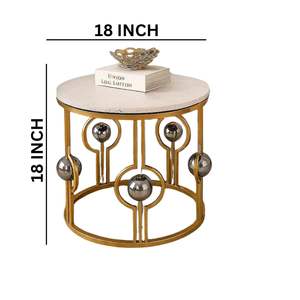 Mesa de Centro Moderna De-Artico con Aspecto de Mármol, Estructura Metálica, Color Blanco Dorado, Ecológica, Duradera, Precio Económico al por Mayor - Product Image 5