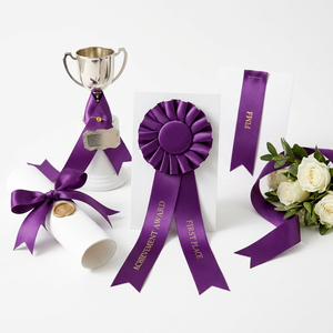 <b>Purple</b> Satin <b>Ribbon</b> 25mm Single Face Manufacturer 5 Rolls x 8m Pack for Gift Boxes Balloon Styling Photo Props Event Display Set - Product Image 4