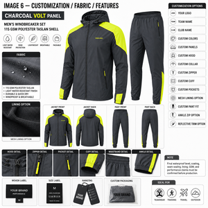 Unisex <b>Waterproof</b> Solid <b>Tracksuit</b> Hooded Zipper Full Sleeve Sporty Jogger Pants Quick Dry Summer Wear Regular Fit Lightweight - Product Image 5