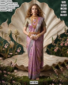 Sari Royal Amora en viscose et soie, traditionnel, infroissable et absorbant l'humidité, pour femmes, idéal pour les mariages et les occasions festives - Product Image 3