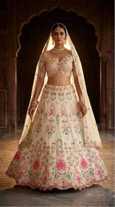 Lehenga Choli en soie rose brodée, longueur au sol, tenue de mariage traditionnelle pour femmes, style Inde Pakistan - Product Image 6