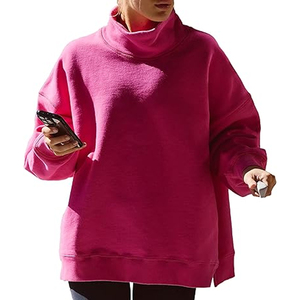 Custom logo Women Oversized <b>Pullover</b> <b>Jumper</b> Similar Style Long Sleeves Drop Shoulder Turtleneck Sweatshirt Top Women Mock Neck - Product Image 1