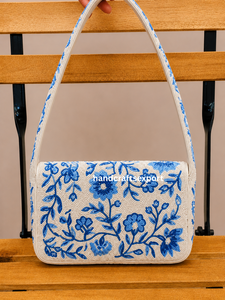 Sac à bandoulière de luxe fait main en perles de rocaille, style côtier, sac à main brodé pour femme |   Sac à main personnalisé léger et écologique avec logo - Product Image 5