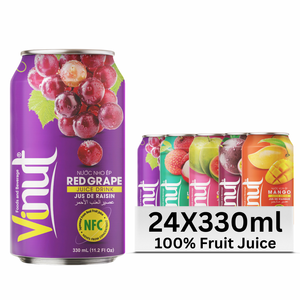 Boisson au jus de raisin rouge en canette aluminium 330ml, jus pressé frais, pur et naturel, sans sucre ajouté, pour importateurs en gros - Product Image 1