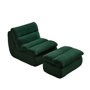 Poltrona Reclinabile Moderna in Corduroy Comprimibile con Poggiapiedi, Ideale per Piccoli Spazi, Soggiorno o Camera da Letto - Product Image 4