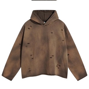Sweat à capuche oversize pour homme, personnalisé, effet délavé soleil, manches longues, style déchiré, effet délavé à l'acide - Product Image 3