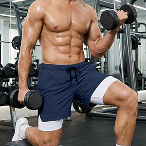 OEM <b>Men</b> 2 In 1 Athletic <b>Shorts</b> <b>Compression</b> Liner Running Gym <b>Shorts</b> With Phone Pocket Wholesale Bulk Supply - Product Image 3
