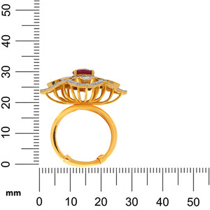 Floral Wonder Polki Diamond <b>Ring</b> Luxury 18K Yellow Gold Natural Ruby and Uncut Polki Diamond <b>Adjustable</b> <b>Ring</b> for Women - Product Image 5
