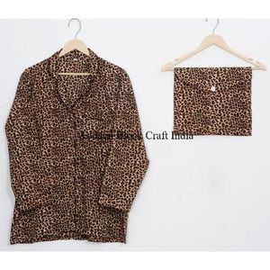 Ensemble de pyjama en coton fait main pour femmes, imprimé floral d'été, respirant, doux, séchage rapide, confortable, longueur intégrale, vêtements de nuit - Product Image 3