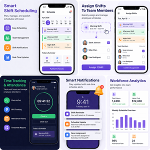 แอปพลิเคชันการจัดตารางงานขั้นสูงพร้อมระบบจัดการบุคลากรด้วย AI สมาร์ทโรสเตอร์ และการพัฒนาแอปพลิเคชันมือถือ Android และ iOS - Product Image 1