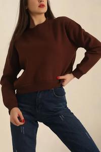 เสื้อสเวตเชิ้ตผู้หญิงทรงหลวมไหล่ตก แต่งโลโก้ปักแบบวินเทจ ผ้าฝ้าย 100% บุซับใน - Product Image 5