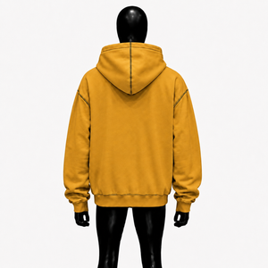 Sudadera con capucha extragrande personalizada con cremallera dorada para hombre, estilo urbano, hombros caídos, costuras en contraste, ropa casual, color liso - Product Image 2