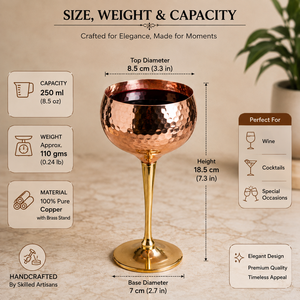 Verre à vin martelé en cuivre, coupe à cocktail en laiton, vaisselle métallique de luxe pour bar, restaurant, mariage, fête à domicile - Product Image 5