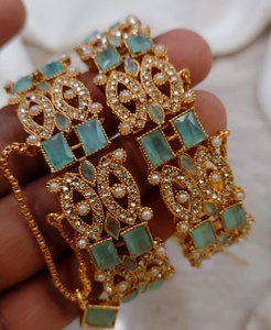 Venta al por Mayor de Conjuntos de Joyería de Moda para Mujer, Brazaletes de Acero Inoxidable de Primera Calidad de 2 Piezas, Chapados en Oro de 18K, Ideales para Bodas - Product Image 3