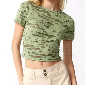 Nuevo y elegante top corto de verano para mujer, ligero y con efecto desgastado, a precio económico. - Product Image 5