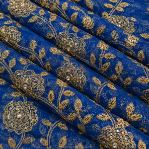 Tissu en dentelle filet africaine nigériane écologique très demandé, richement perlé à la main, pour robe George, pour mariage, pour femme - Product Image 4