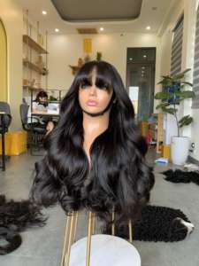 Peluca de cabello humano Virgen Cabello humano sin procesar Extensiones de cabello negro natural ondulado Peluca frontal completa disponible 8-32 pulgadas - Product Image 4