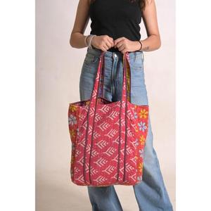 Bolso Tote de Algodón Kantha Vintage, Bolso de Hombro Indio Hecho a Mano, Bolso de Compras Boho, Bolso de Mercado Reutilizable, Regalo - Product Image 1