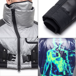Parka Modular Techwear para Hombre, con Mangas Desmontables, Impermeable, de Nailon Arrugado, para Invierno - Product Image 4