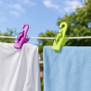 Pinces à linge multifonctionnelles RIVER PLAST violettes et vertes en plastique PP avec ressort en acier inoxydable pour salon – Durables et modernes - Product Image 1