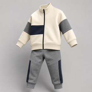Pull en coton personnalisé en gros, col rond, patchwork, pour garçons, style décontracté, élégant et tendance, chemises et hauts pour bébés - Product Image 2