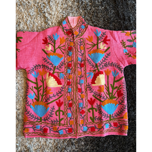 Bohemian Suzani Embroidered <b>Jacket</b> for <b>Women</b> Handcrafted Ethnic Outerwear - Product Image 1
