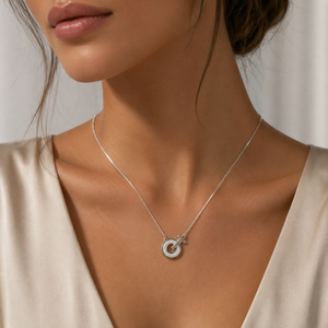 925 Sterling Silver Circle Pendant Necklace for Women High Polish Cubic Zirconia Daily Wear Party Gift Jewelry - Product Image 2