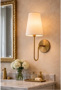 Contemporary Brass Art Deco <b>Wall</b> <b>Sconce</b> with White Shade 100% Handmade Indoor Lighting for Bedroom Home Decor-Anniversary Gift - Product Image 2