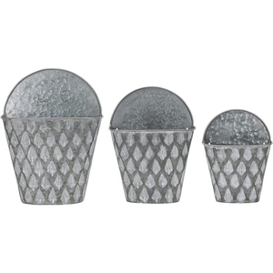 Juego de 3 Macetas de Pared de Metal Galvanizado, Semirredondas, Rústicas, para Decoración de Jardín Interior y Exterior, a un Precio Accesible - Product Image 1