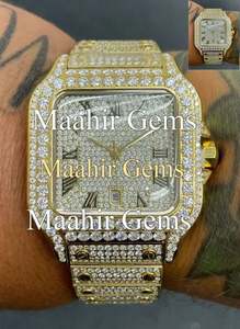 Reloj Mecánico Automático de Lujo con Esfera Cuadrada de Cristal Estilo Hip Hop, Adornado con Moissanita - Product Image 2