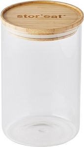 Pot en verre avec couvercle en bois naturel, récipient de stockage alimentaire réutilisable, organisateur de garde-manger, pot de rangement pour bonbons, café, thé, épices - Product Image 2