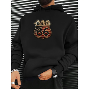 Hecho en EE. UU., Envío Gratuito, MOQ=1, Sudadera con Capucha con Estampado 2D de Graffiti Route 66, Corte Regular para Hombre, Sudadera Informal de Alta Calidad y Peso Pesado - Product Image 2