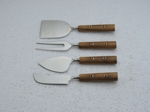 Ensemble d'ustensiles à fromage 4 pièces, spatules en acier inoxydable avec manches en plastique marbré blanc et bleu, outils de service - Product Image 3