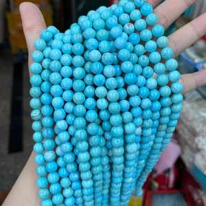 Cuentas redondas de turquesa azul, piedras preciosas de energía curativa, cuentas sueltas para pulsera, collar, fabricación de joyería DIY, opciones de lote al por mayor - Product Image 2