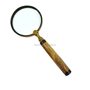 Lupa de mano Lupa de cobre antiguo con mango de madera Gran aumento para lectura, mapa, inspección - Product Image 2
