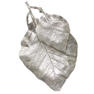 Plat et plateau en métal en forme de feuille pour la maison, mariage et événements, assiette à fruits en métal pur, finition nickel - Product Image 1