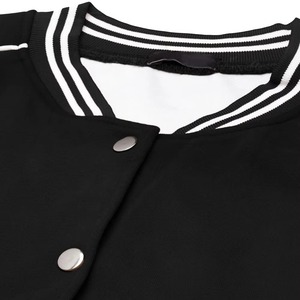 Black Cropped Bomber <b>Jacket</b> <b>for</b> <b>Women</b> Contrast Stripe Track <b>Jacket</b> Casual Sports Outerwear - Product Image 3