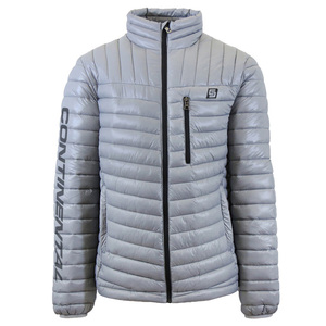 Chaqueta Acolchada Ligera para Hombre Continental, Cuello Alto, Cierre de Cremallera, Resistente al Viento, Informal de Invierno, Gris, Corte Ajustado, Relleno de Poliéster - Product Image 1