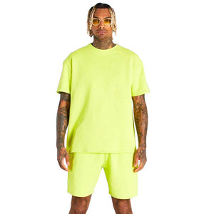 T-shirt et short rayés pour homme, vêtements pour homme, ensemble deux pièces personnalisé pour l'été, streetwear en coton, ensemble deux pièces uni pour homme - Product Image 3