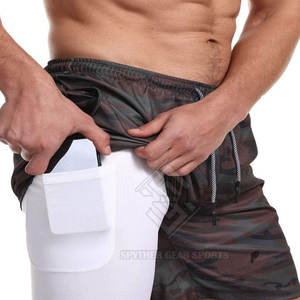 Pakistan Made Cheap Price Customized Color Casual Solid Men Double <b>Layer</b> Shorts High Quality Eco-Friendly Breathable Quick Dry - Product Image 4